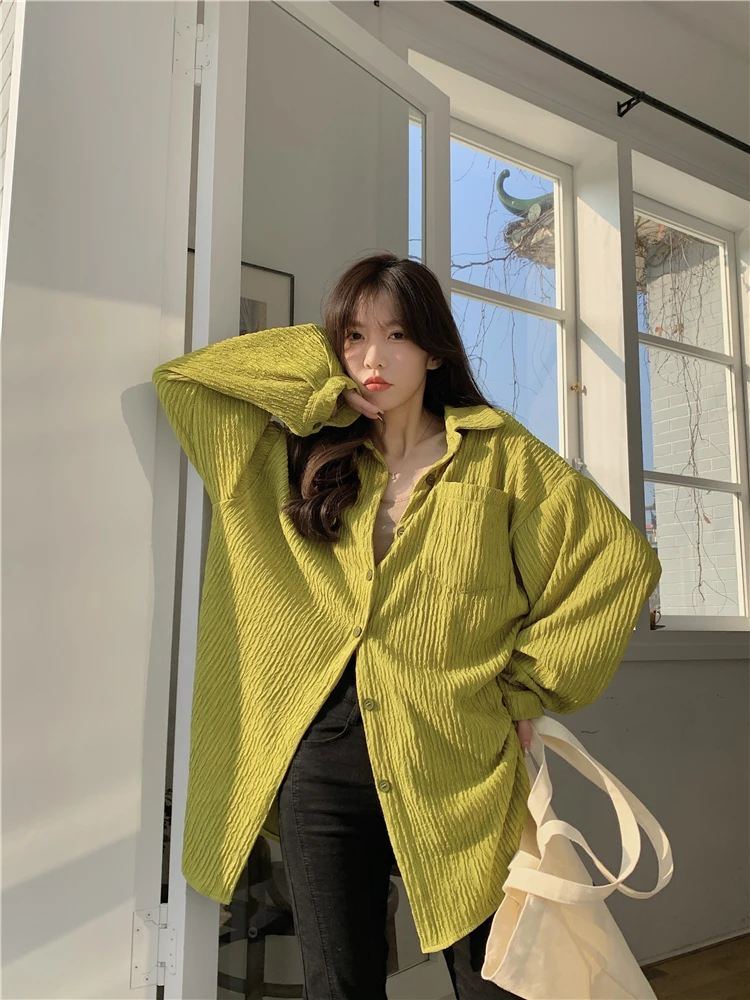 Уличная одежда повседневные рубашки с длинным рукавом Женская весенне-осенняя