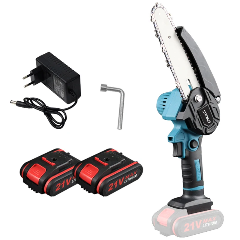 

NTWWLLS 4/6inch 21V Pruning Rechargeable Electric Woodworking Garden Logging Mini Brushed Chain Saw