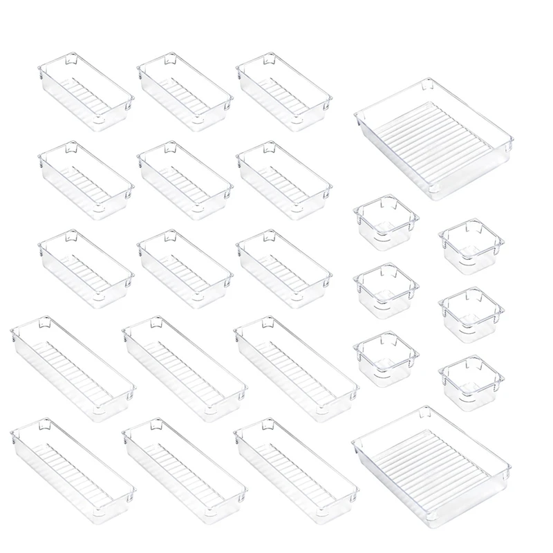 

Набор из 23 ящиков-органайзеров для стола с 4 размерами прозрачных пластиковых коробок для хранения разделитель органайзер для макияжа для о...