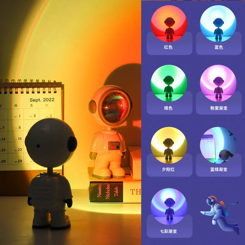 Астронавты Звездный закат лампа проектор радужная неоновая настенное освещение