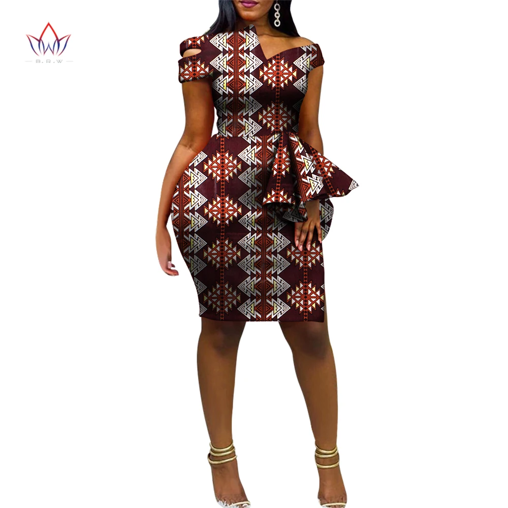 Fashion Dashiki African Dresses for Women Bazin Riche Ankara Print Knee-length Customize Clothing WY5719 | Тематическая одежда и