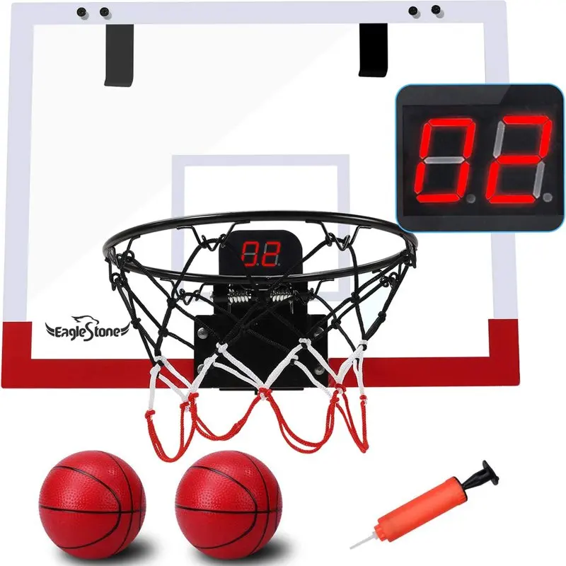 

Basketball Hoop Set Electronic Score Record and Sounds, Basketball Hoop Over The Door with 2 Balls, Hand Basketball Toy Gifts I