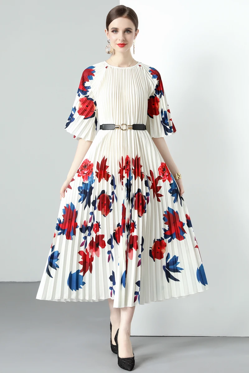 

Женское плиссированное платье, тонкое платье свободного покроя с широкой юбкой, лето 2023