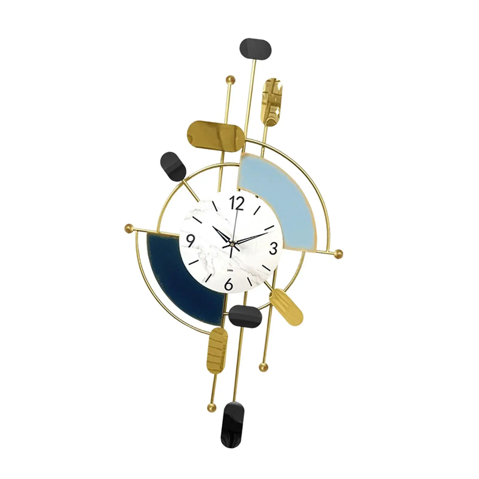 

Metal Wall Clock Art Design Non Ticking Silent for Living Room Bathroom Home