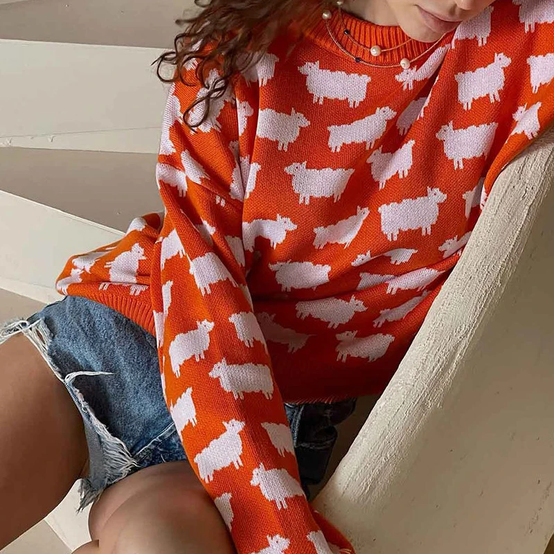 Новинка 2024 высококачественный Женский свободный стильный свитер с мультяшным