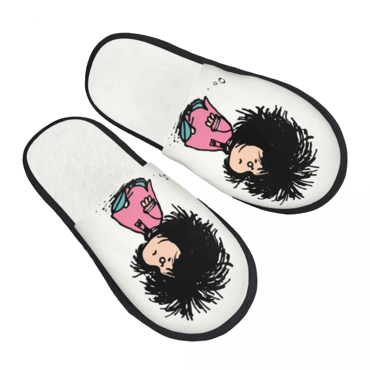 

Женские домашние тапочки с принтом Humor манга Mafalda, Уютные теплые сандалии Quino, Аргентина, мультфильм, пена с эффектом памяти, пушистые тапочки, домашняя Уличная обувь
