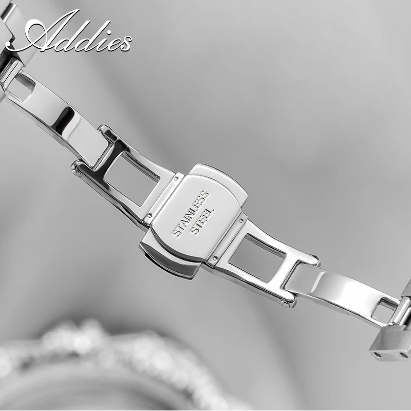 Фото Чудесные часы для пар ADDIES, с сапфировым стеклом, минималистичные, роскошные, из нержавеющей стали, кварцевые, наручные часы для пары, подарок для влюбленных №5