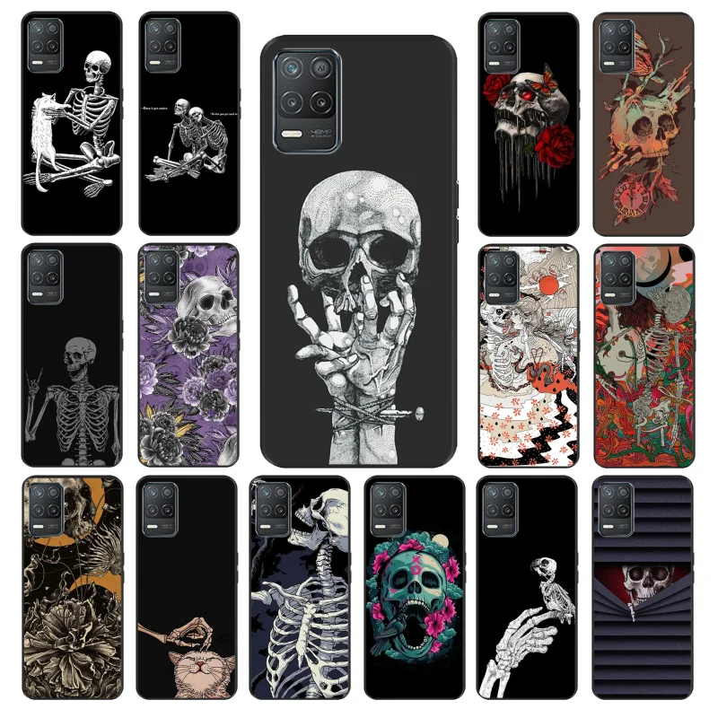 

Skull Skeleton Tattoo Art Phone Case for OPPO Realme GT 2 Pro X2 Pro XT C25S 8 7 6 Pro 6i GT Master C3 C21 C21Y C11 X3 SuperZoom