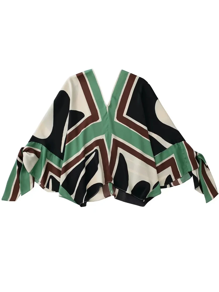 Брюки TRAF женские с принтом винтажные повседневные мешковатые штаны завышенной