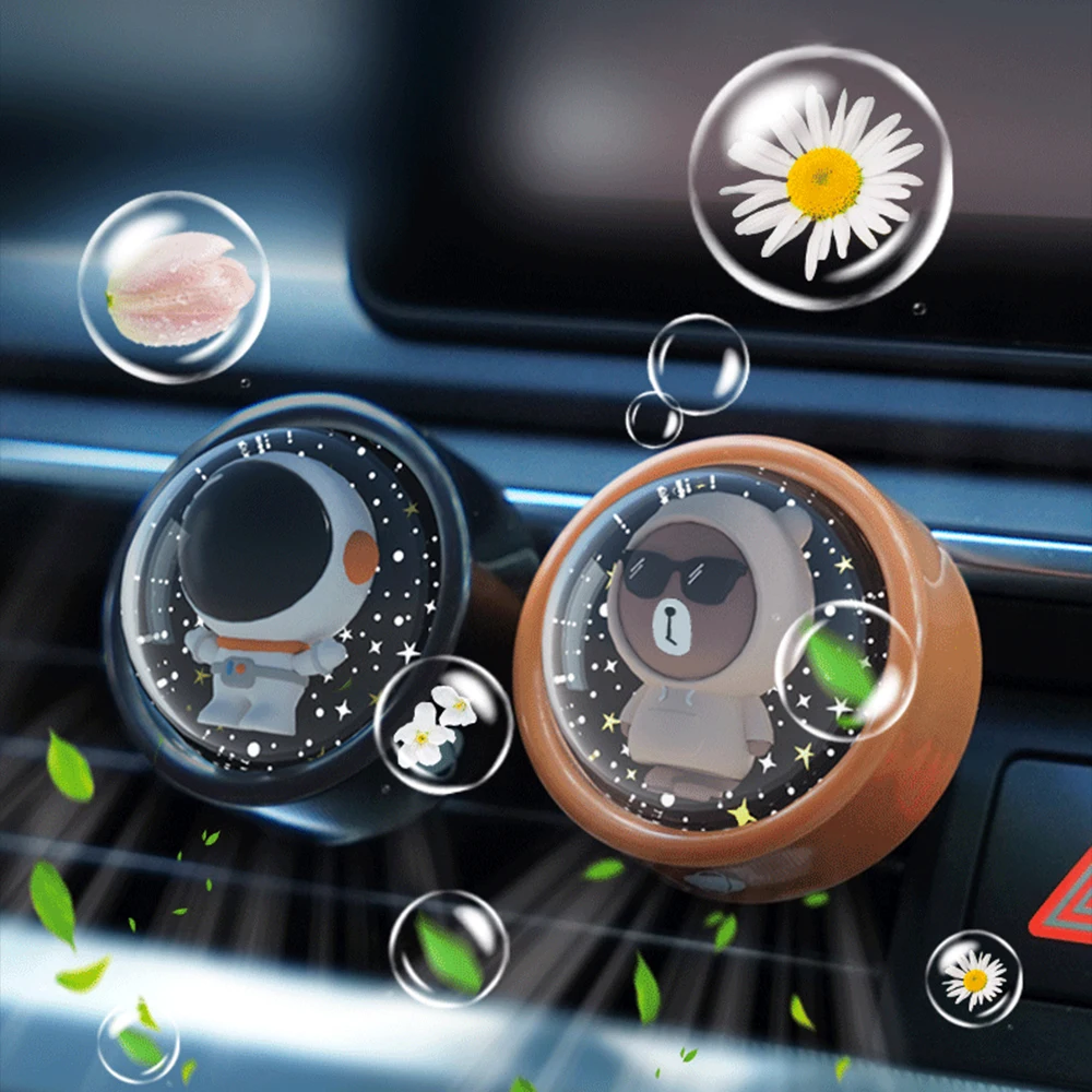 

Avashin Car Air Freshener Bear Pilot Auto Accessories Interior Perfume Diffuser Rotating Propeller Outlet Fragrance