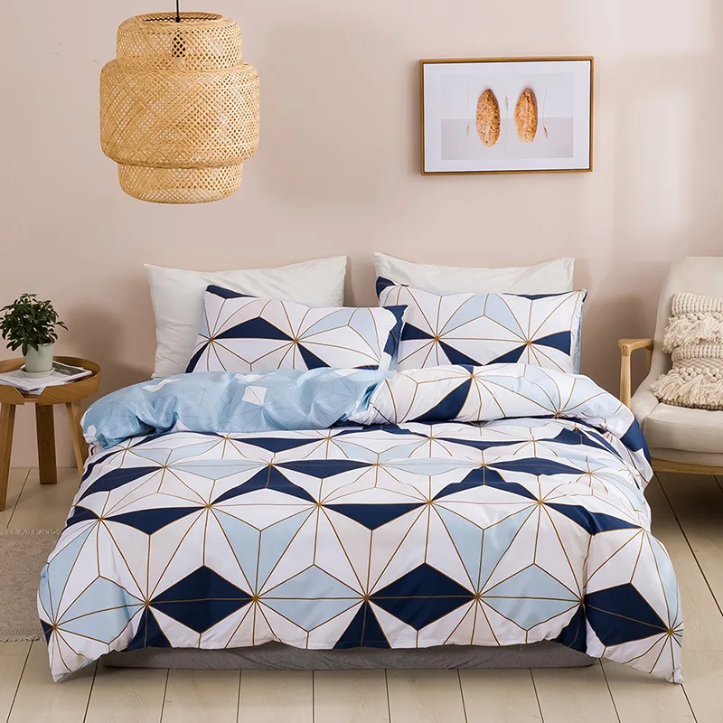

Modern Geometric Pattern Pink Bedding Set King Size Home Soft Queen Duvet Cover Set with Pillowcase Full Twin Bed Quilt Cover