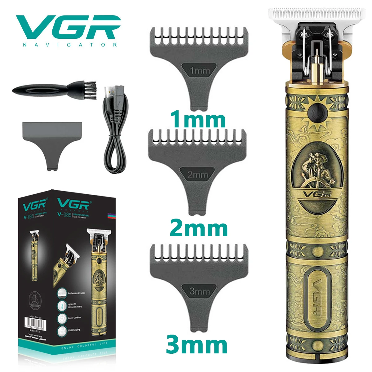 

VGR Vintage T9 Trimmer for Men Beard Trimmer Hair Clipper Hair Cutting Machine Professional Barber Cordless Rechargeable V-085