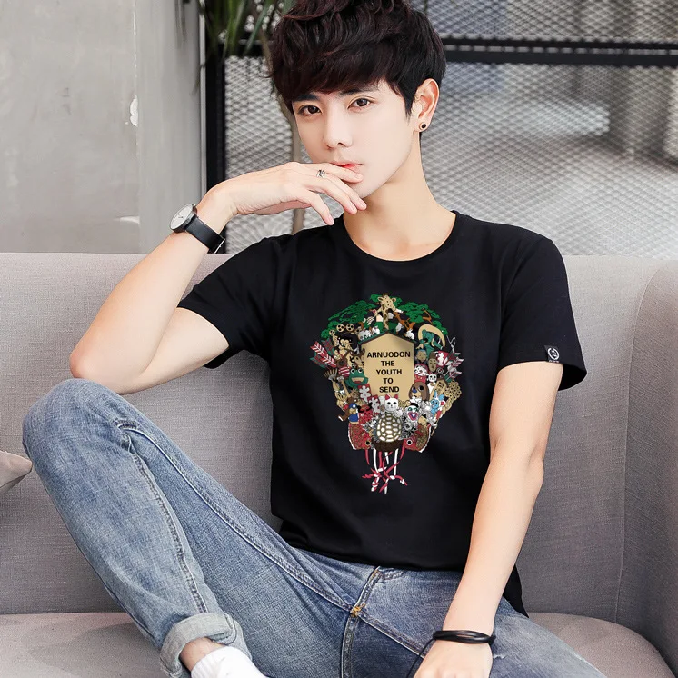 

Футболка мужская с креативным дизайном, хлопок, короткий рукав, принт крестиком, брендовая тенниска, лето 13064