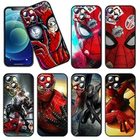 phone case for apple iphone 14 13 12 11 se 2020 x 7 8 6 mini plus pro max superhero spiderman parker black silicone cover