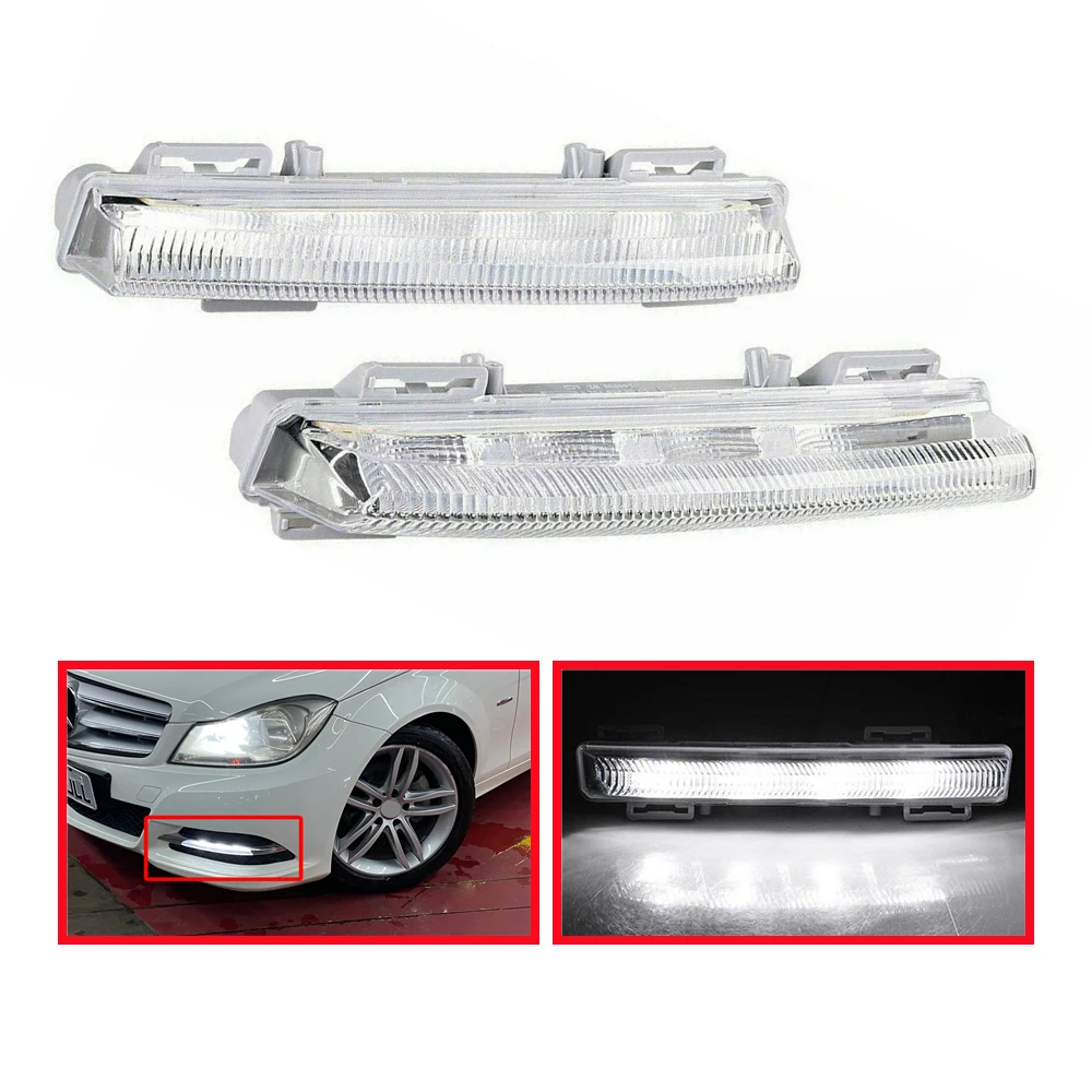 

12V Daytime Running Lights LED DRL For Mercedes Benz MB W204 W212 C250 C280 C350 E350 Day Light Fog Lamp A2049068900 A2049069000