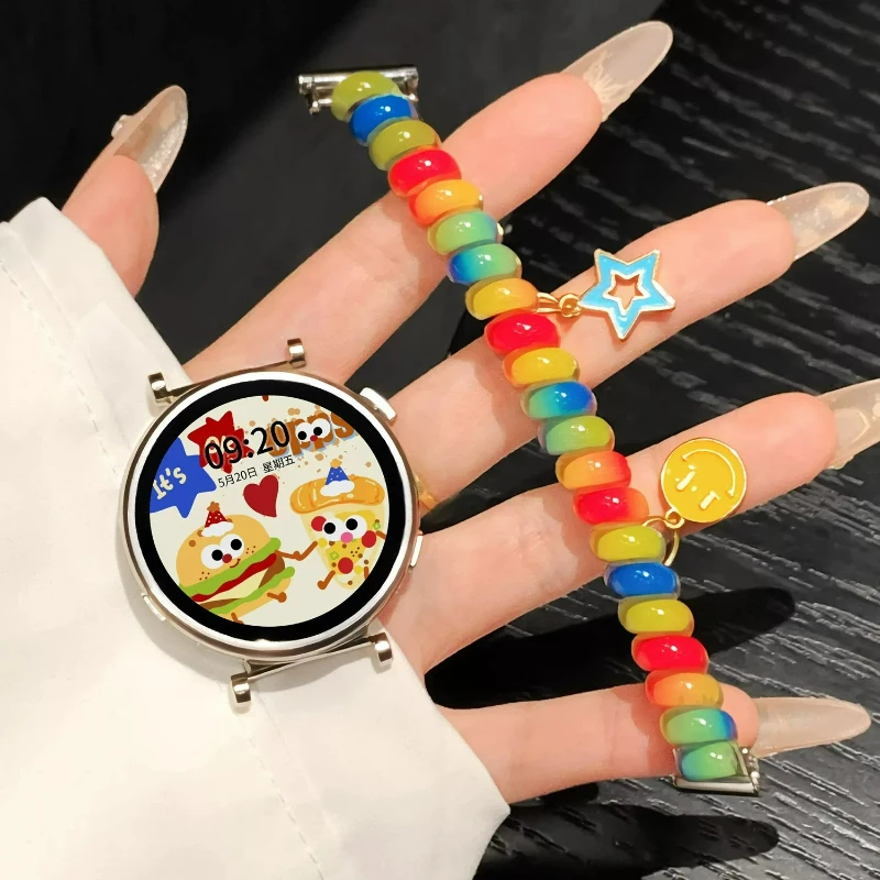 Фото Резиновый ремешок-пружинка Rainbow для Huawei Watch GT6 GT5 GT4 3, силиконовая резинка для волос/браслет для Huawei Band 10 9 8 NFC №5