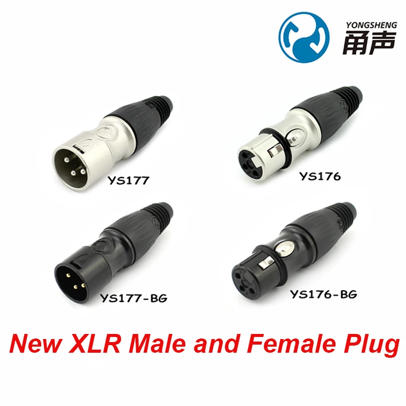YS177-BG 3-ядерный разъем для микрофона XLR позолоченный черный штекер/гнездо Аудио