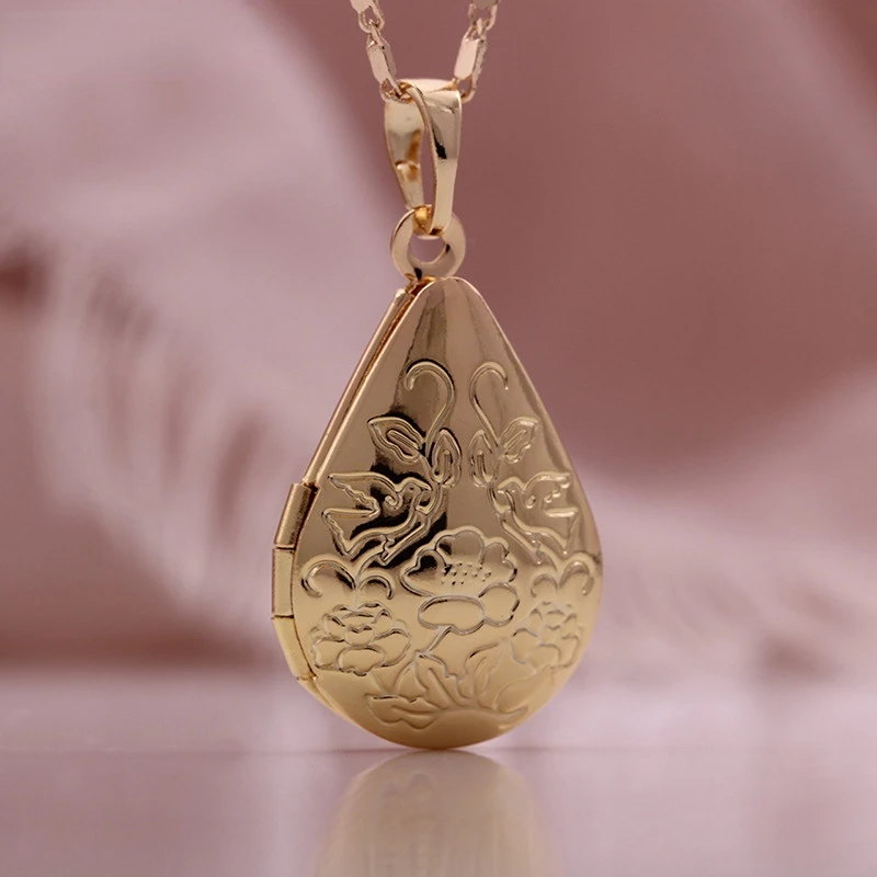 

Ожерелье с подвеской в виде капли воды из розового золота с винтажным узором ожерелье с подвеской можно открыть фото памятный подарок на де...