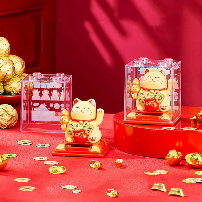 Lucky Cat размахивающийся рычаг на солнечной энергии Beckoning Swinging Nodding для дома