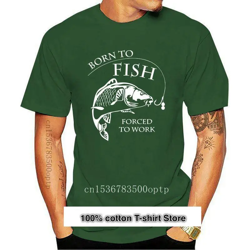 

Camiseta de Born To Fish Forced To Work, переключаемая camiseta, подарок для кемпинга