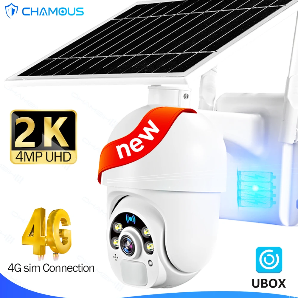 4G Sim Card Camera Солнечная панель CCTV 1080P Камера видеонаблюдения Открытый монитор