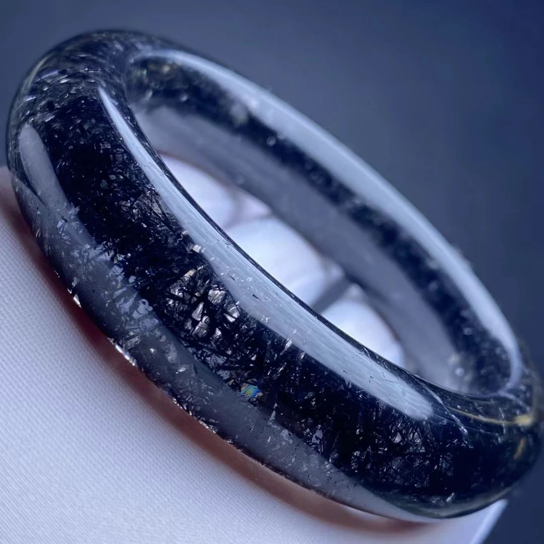 Натуральный черный рутилированный кварцевый прозрачный Круглый