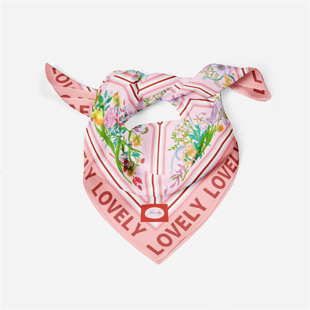 

Женский Шелковый квадратный шарф, мусульманский платок с цветочным принтом, аксессуар для одежды, 53 см