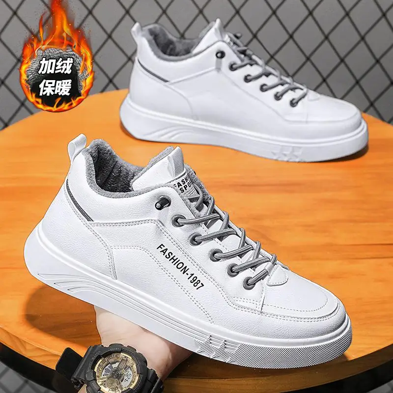 

Winter Snow Boots Men's Fur Bread Fleece Lined Padded Warm Keeping Cotton Shoes Men's Slip-on Youth Tide Shoes