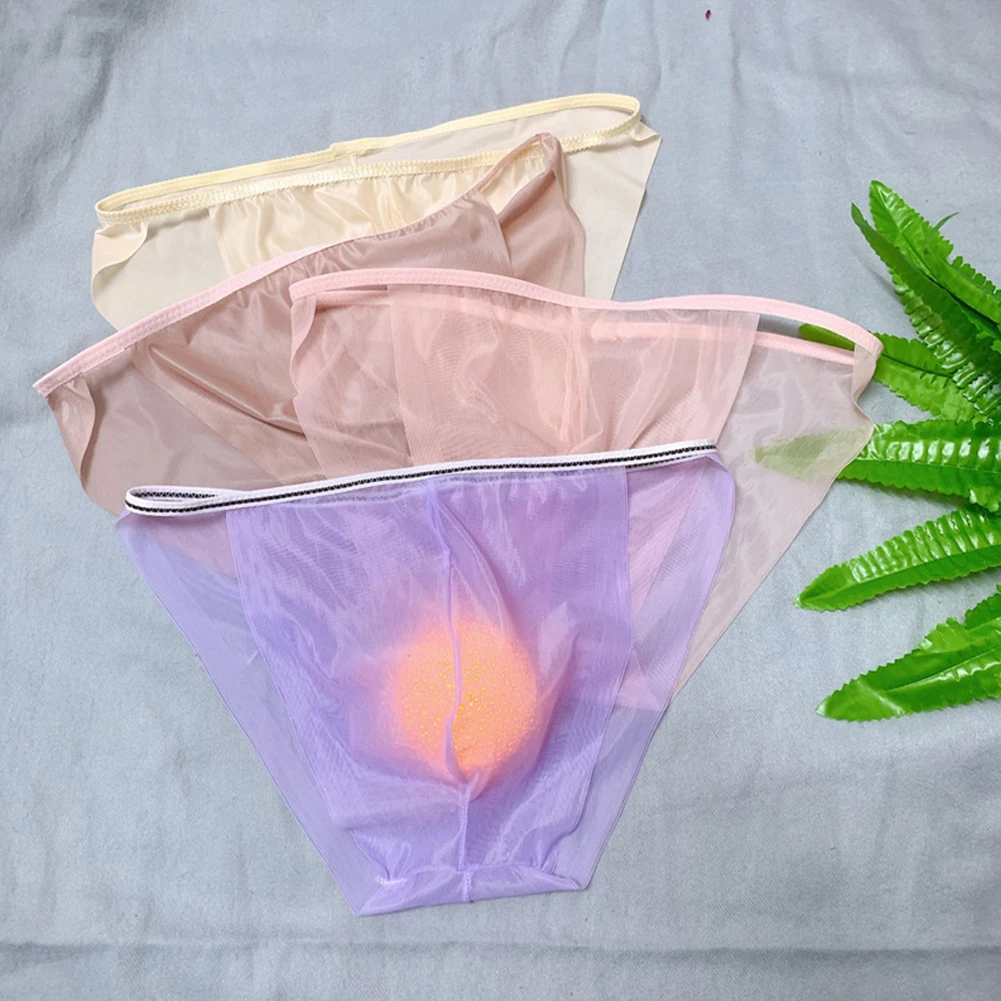 

New Men Sexy Seamless Mesh Sheer G-string Briefs Ultra-thin Low Rise Thong Underwear See-Through Bulge Pouch Panties Lingerie