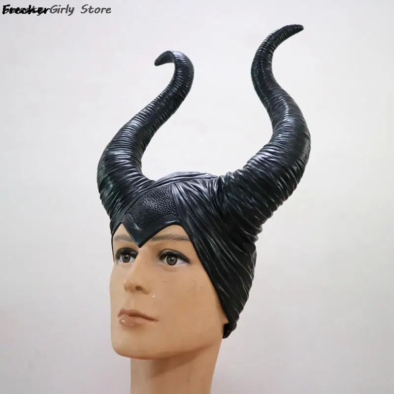 

Trendy Latex Horns Cosplay Headpiece Steampunk Headgear Lovely Halloween Party Costume Black Creepy Headwear Caps Evil Devil
