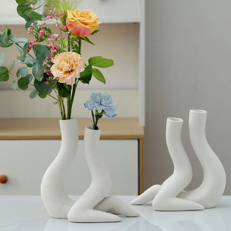 

European Style Ceramic Vase Simple Human Body Flower Arrangement Vase Living Room Home Furnishings Modern Decorative Vase