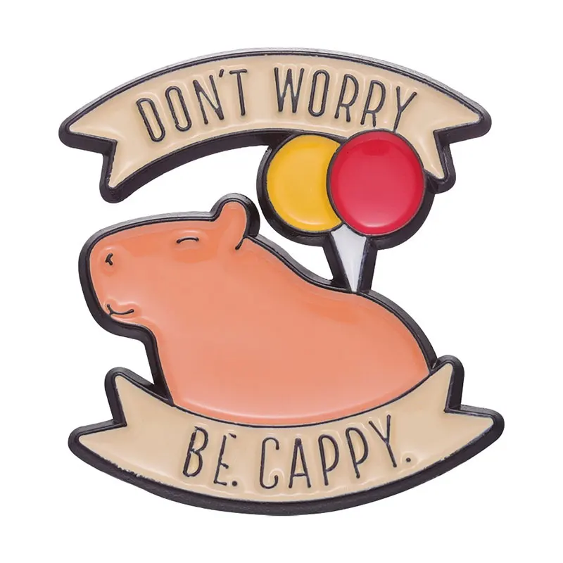 

DON'T WORRY BE CAPPY Animal Brooch Cute Capybara Enamel Pin Accessories Backpack Hat Lapel Badges Jewelry Kids Women Gifts