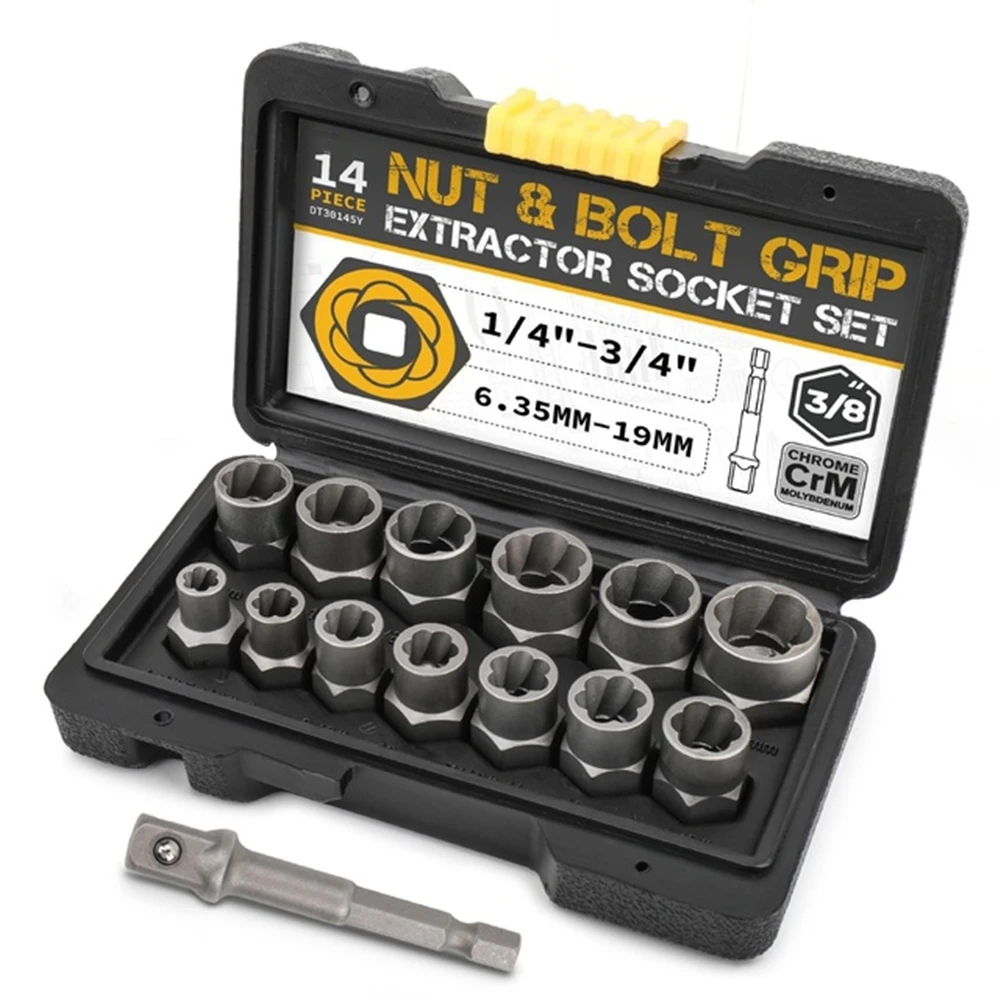 14 pcs Extraction Socket Set, Impact Bolt Nut Remover Set, B