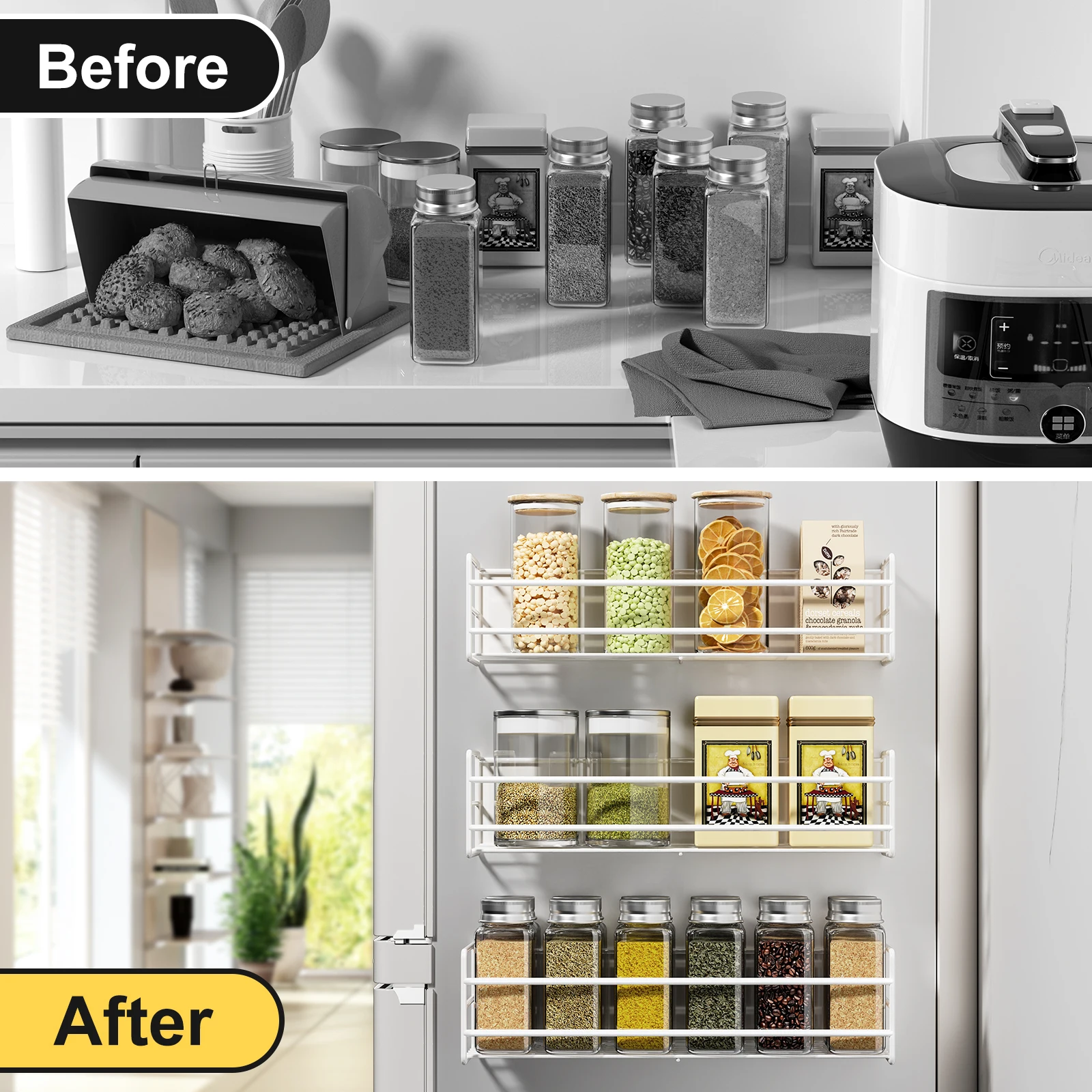 3 шт. магнитные металлические полки для холодильника