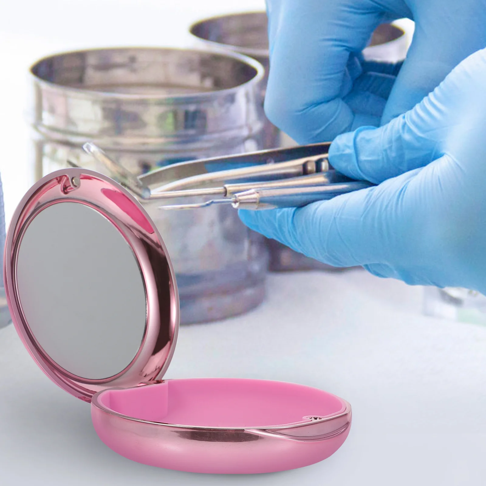 

Mirrored Braces Box Small Clear Container Denture Guard Case Mini Retainer Fake Teeth Abs Dental Travel