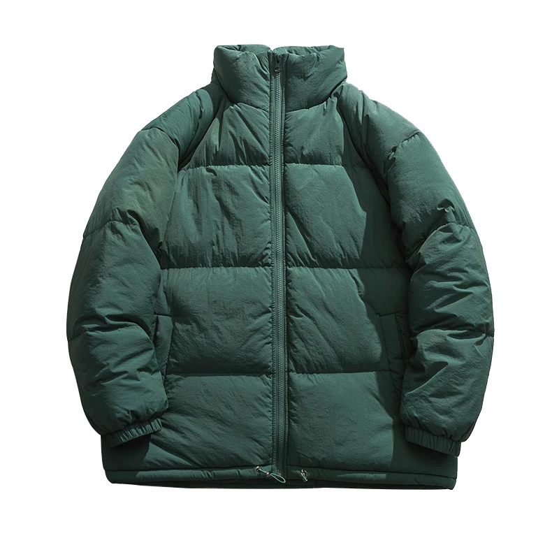 Winter Jacket Men Casual Stand Collar Zipper Parkas Coat Solid Color Korean Fashion New Streetwear Outwear