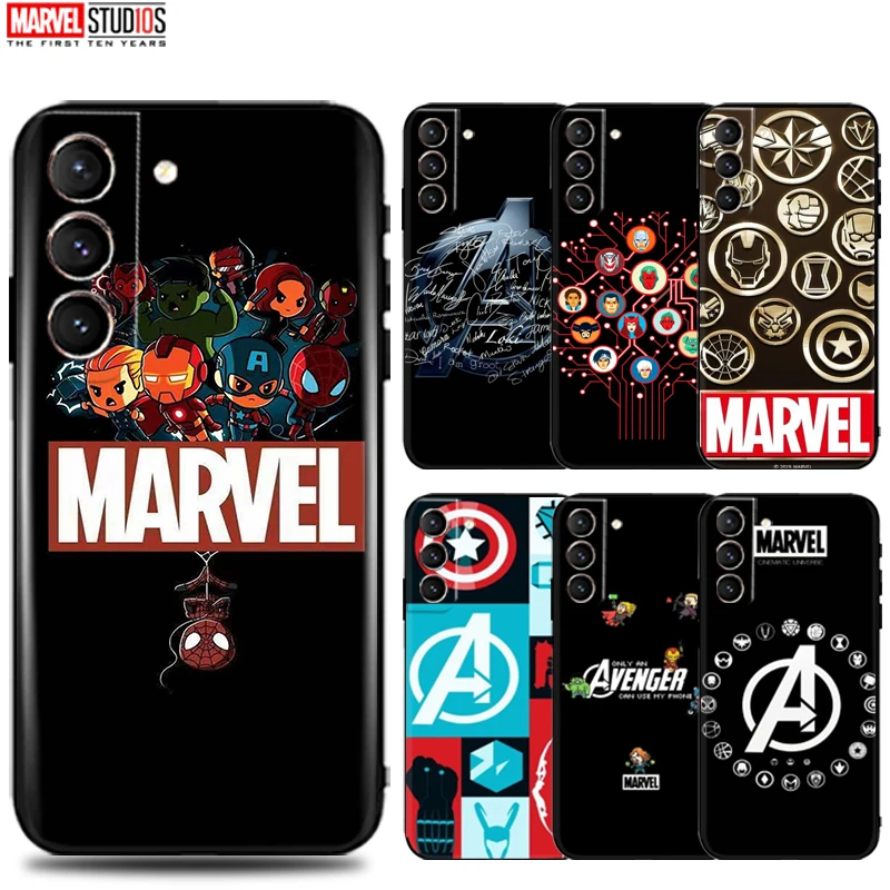 

Marvel Avengers Logo Phone Case For Samsung Galaxy S21 Plus S21 FE S21 Ultra 5G Silicone Cover Ultra-Thin Funda Black Soft TPU