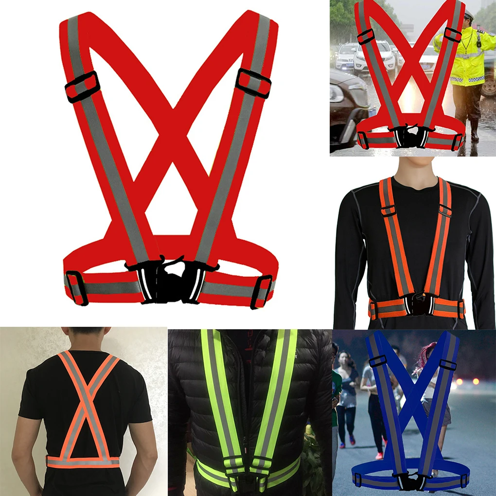 

Highlight Reflective Straps Night Running Riding Clothing Vest Adjustable Safety Vest Elastic Band For Adult And Children Jacket