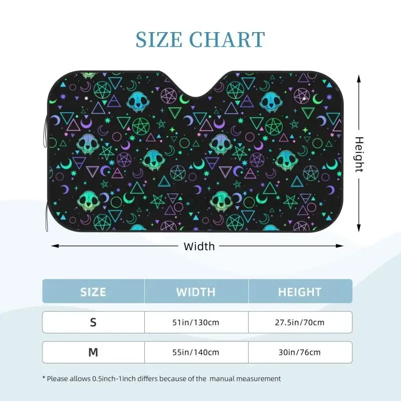 Magic Skulls Goth Pattern Car Front Windshield Sun Shade for SUV Truck Blocks UV Rays Protector Foldable Sun Shield Visor Cover (art.: 3920cf0d7bfec) - 3920cf0d7bfec