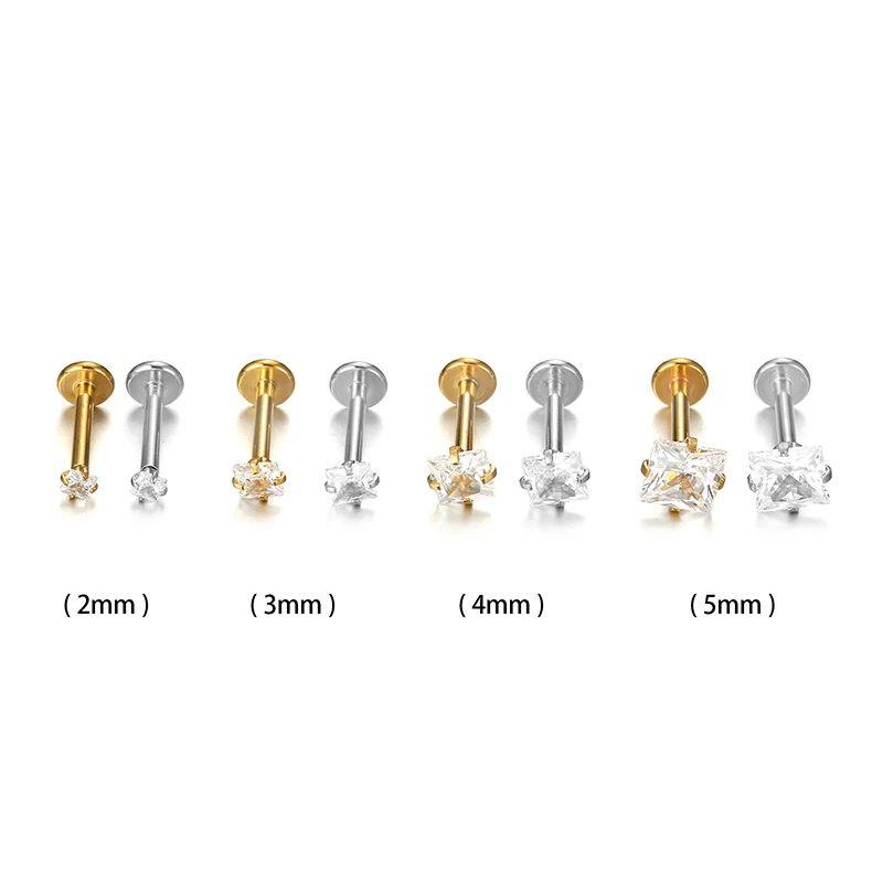 

1PC Surgical Steel Internally Thread 16g Body Jewelry Zircon Crystal Ear Cartilage Tragus Helix Piercing Labret Lip Studs Ring