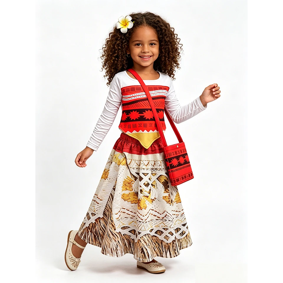 НОВЫЙ Костюм для девочек в стиле бохо «Храбрая принцесса Моана» для Хэллоуина, карнавала, вечеринок, детский карнавальный костюм, нарядное платье для детей на Рождество (art.: 3920db88e71d3) - 3920db88e71d3