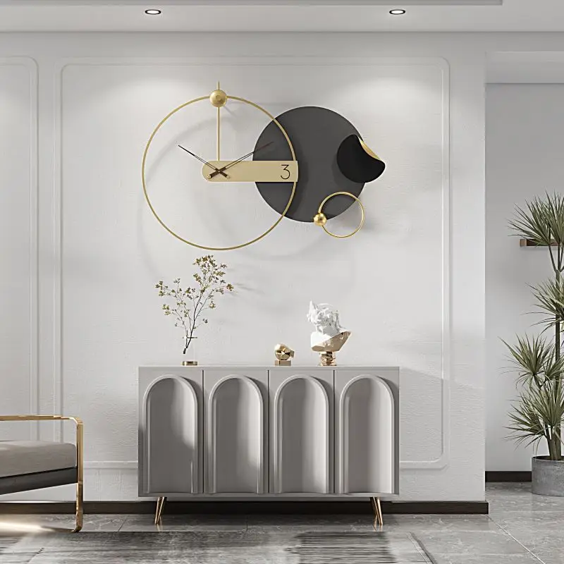 

Золотые современные настенные часы для кухни, современный дизайн, подвесные металлические роскошные механические настенные часы, гигантск...