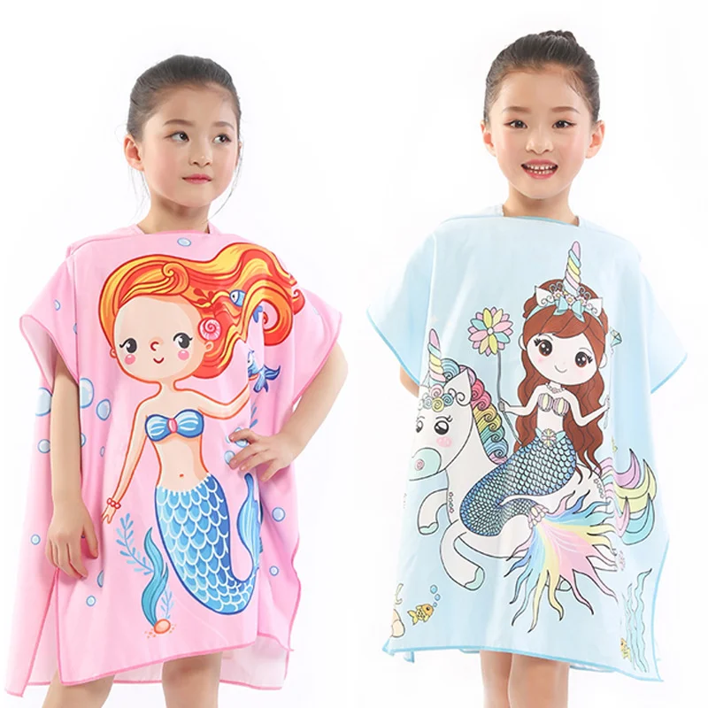 Quick Dry Unicorn Hooded Cloak Wetsuit Kids Large Bath Towel