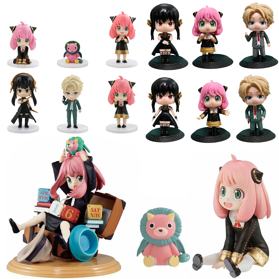 

6Pcs PVC Anya Spy X Family Loid Yor Forger Chibi Anua Anime Figure with Base Figurine Model Toy for Kid 6Pcs PVC Anya Spy X Fami