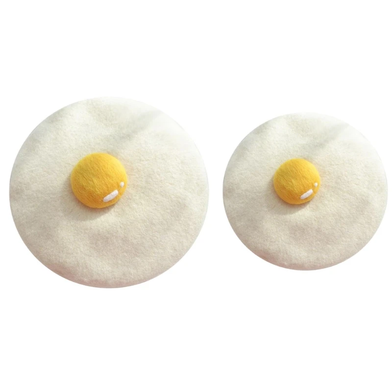 

Parent-Child Winter Faux Wool Beret for Creative Cute Poached Egg Vintage Warm Artist Painter Beanies Hat for Women