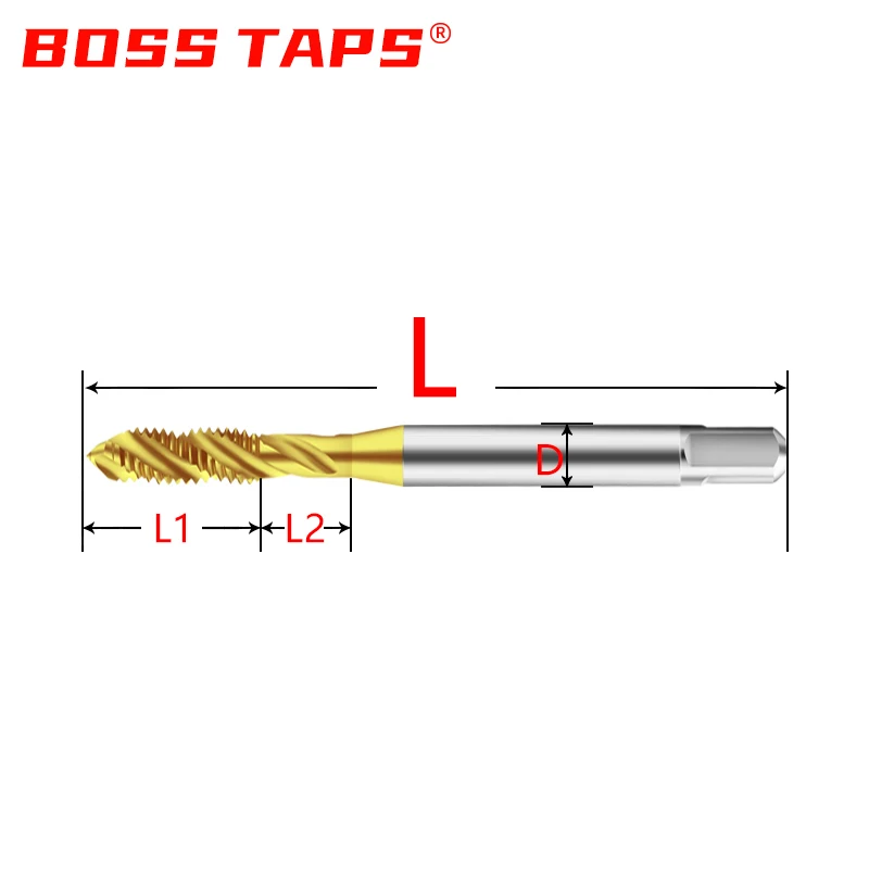 ЛЕНТЫ BOSS 1 шт. HSS-CO TICN Формовочный рулонный заостренный спиральный рифленый метчик M1 M1.4 M2 M3 M4 M5 M6 M8 M10 M12 Машинные резьбовые метчики