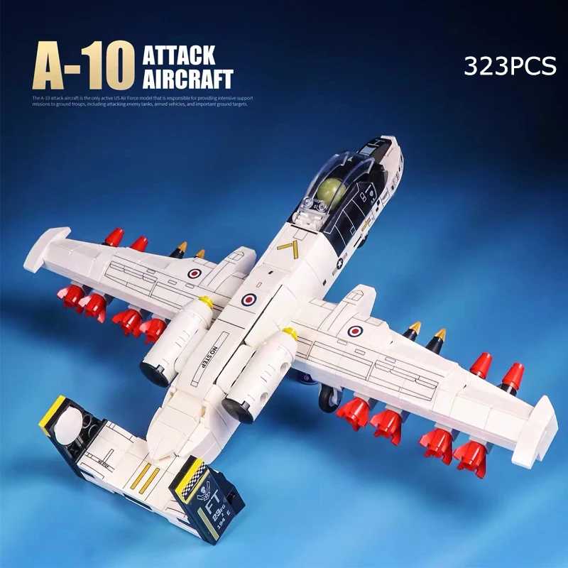 

War A10 Attack Fighter Building Block Military Air Force Plane Model Bricks Set WW2 Weapon Soldier Toys For Boy Birthday Gift
