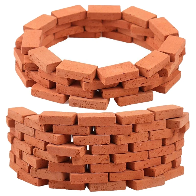 

150Pcs Mini Bricks 1/16 Dollhouse Miniatures Simulation Red Brick For DIY Fairy Dollhouse Garden Ornament Toy