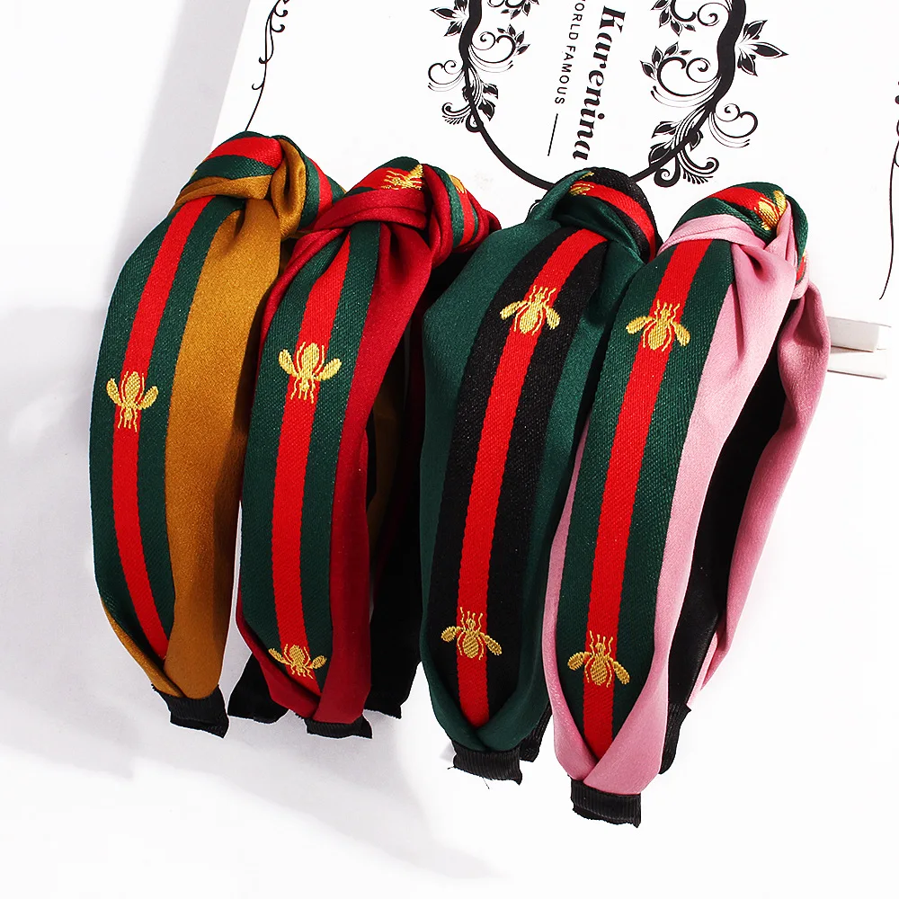 

New Bee Hair Band Wide Edge Fabric Knotted Headband Women Hairband Knitting Hoop Girls Retro Makeup Hair Accessories