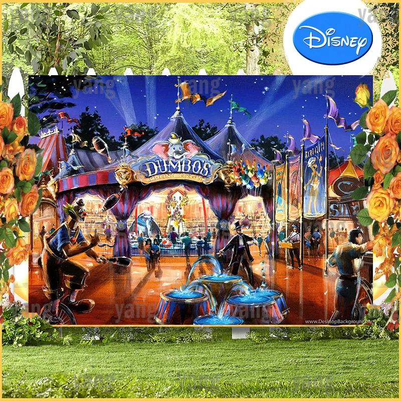 Dumbo Circus Free Customize Backdrop Carnival Tent Newbon Boys Happy Birthday Party Photograph Background Banner Decoration